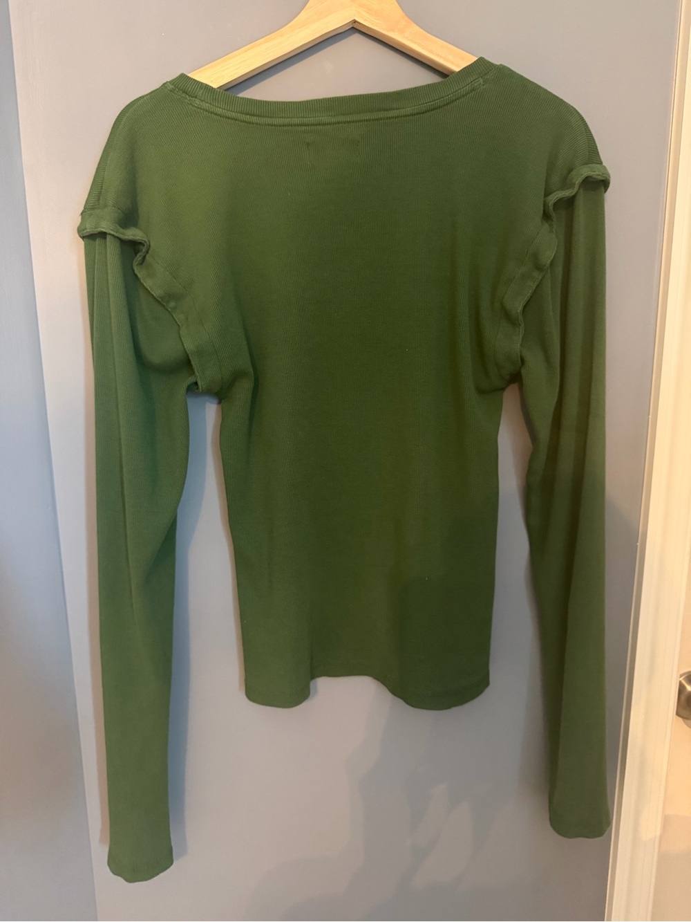 Anthropologie Forest Green Ribbed Long-Sleeve Crewneck - Picture 5 of 6